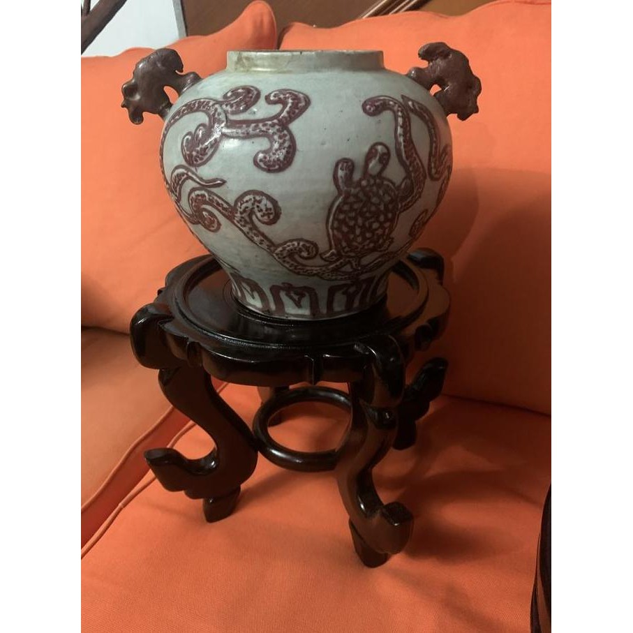 TERMURAH - Dudukan guci tatakan pot kaki kayu guci model tinggi 25cm