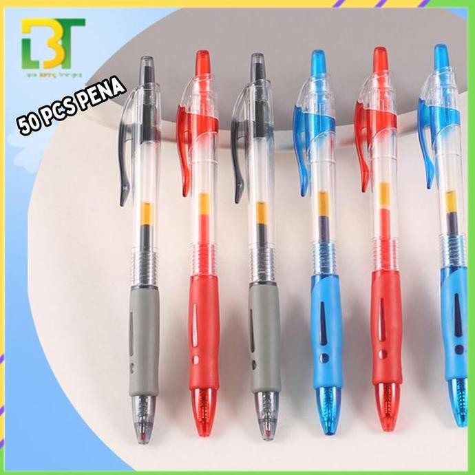 

50 Pcs Pena Tinta Gel Pulpen Alat Tulis Sekolah Kantor Polos New Stok