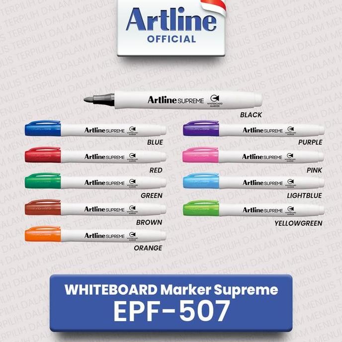 

Artline Spidol Supreme Whiteboard Marker Set 12 Colours Epf-507/12W New Stok