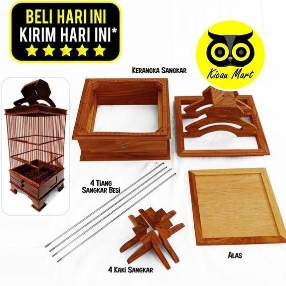 KICAU MART Sangkar Kandang Burung Pleci Pcmi Kayu Sono Keling Rakitan Sangkar Burung Pleci Lepasan K