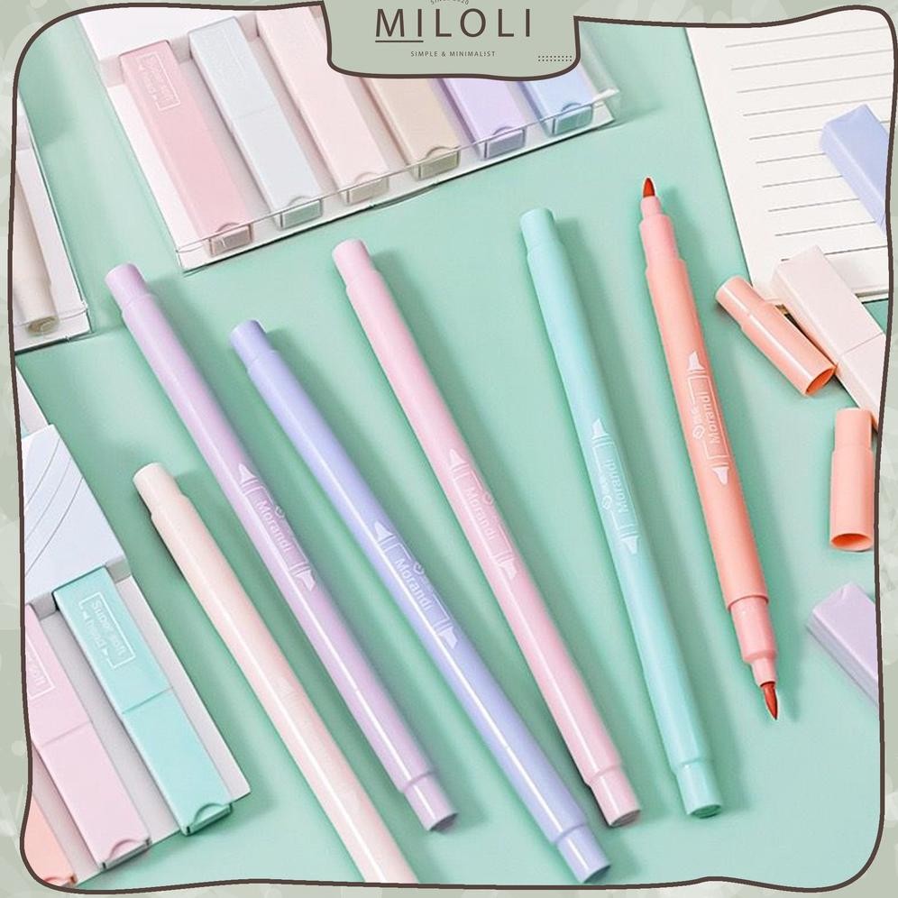 

Zai-2530 [Miloli] 6Pcs Round Box Double Tip Highlighter Colour Pen Pastel Morandi Pensil Warna Series - D0039 Zai-2530