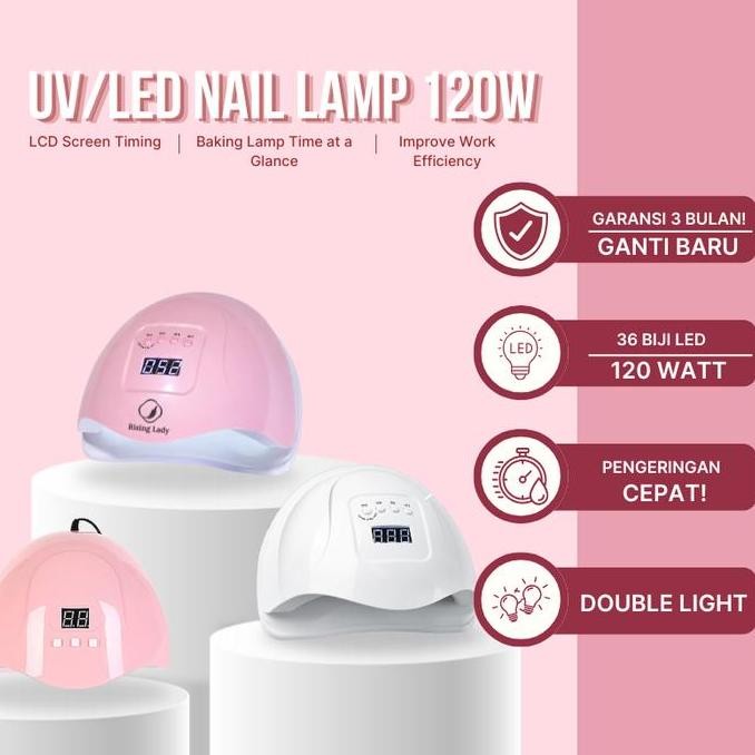 Rising Lady UV LED Nail Lamp 120Watt / Lampu UV Gel Nail Art 120Watt/54Watt / Lampu Pengering Kutek 
