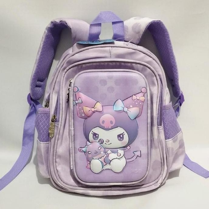 Tas Sekolah Anak Perempuan TK / Paud 12 Inch Motif Kuromi HSD 2in1 Tempat Pensil Ransel