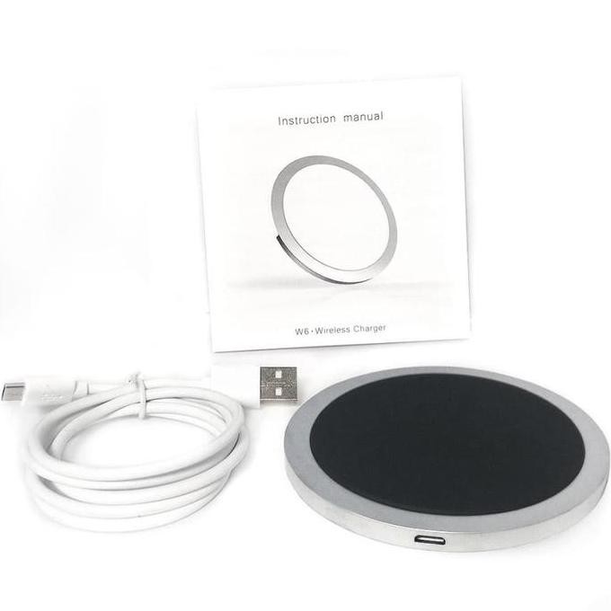 Kajsa W6 Qi Wireless Fast Charger + Adapter Hitam / Putih