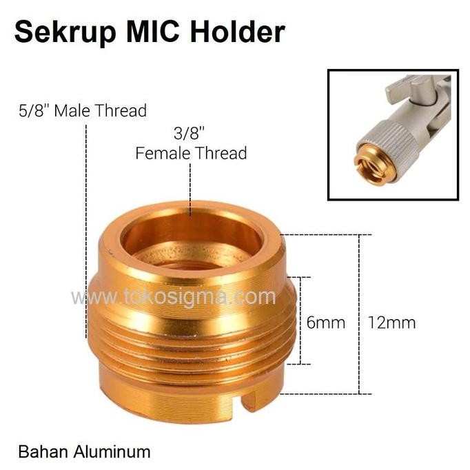 Sekrup Reducer Mic Stand 3/8 Female ke 5/8 Male Adapter Mic Holder