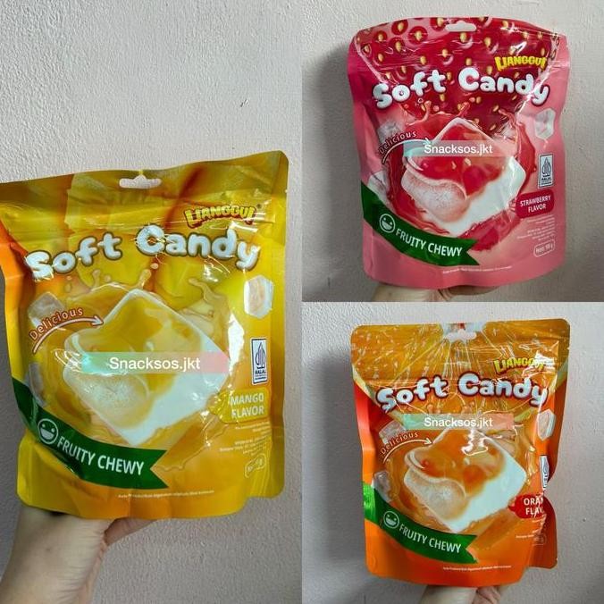 

LIANGGUI SOFT CHEWY CANDY ORANGE JERUK / STRAWBERRY / MANGGA- JELLY