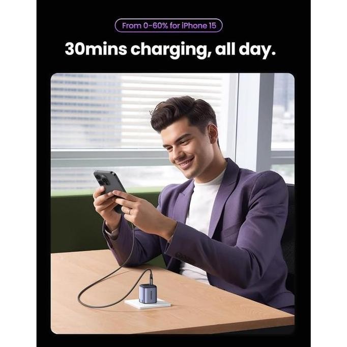 Kepala Charger Ugreen Type C Pd 20W 30W Fast Charging Iphone 16 15 14 13 12 11 Original