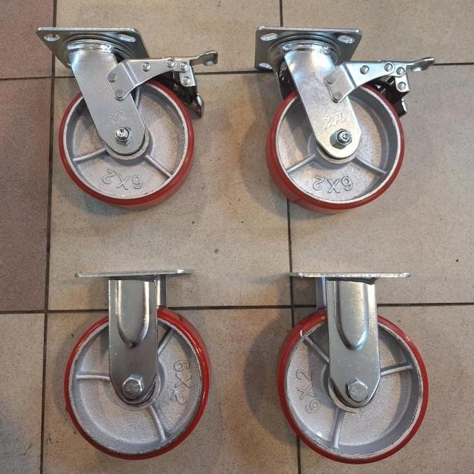 

Terlaris Roda Troli Pu Heavy Duty 6 Inch 1Set ( 2 Rem 2 Mati )
