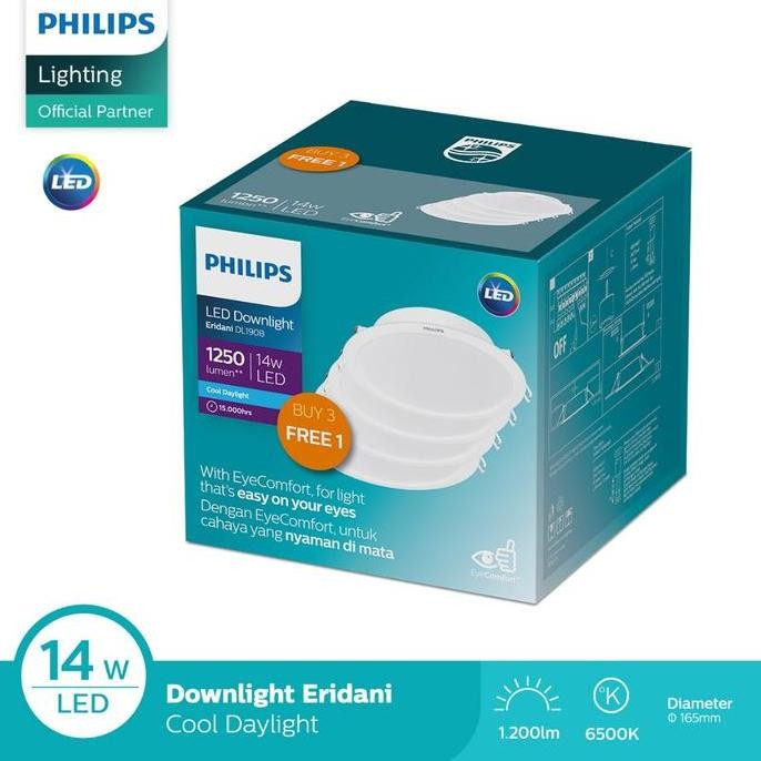 Philips Downlight Multipack Eridani LED11 D150 14W Warm White Paket