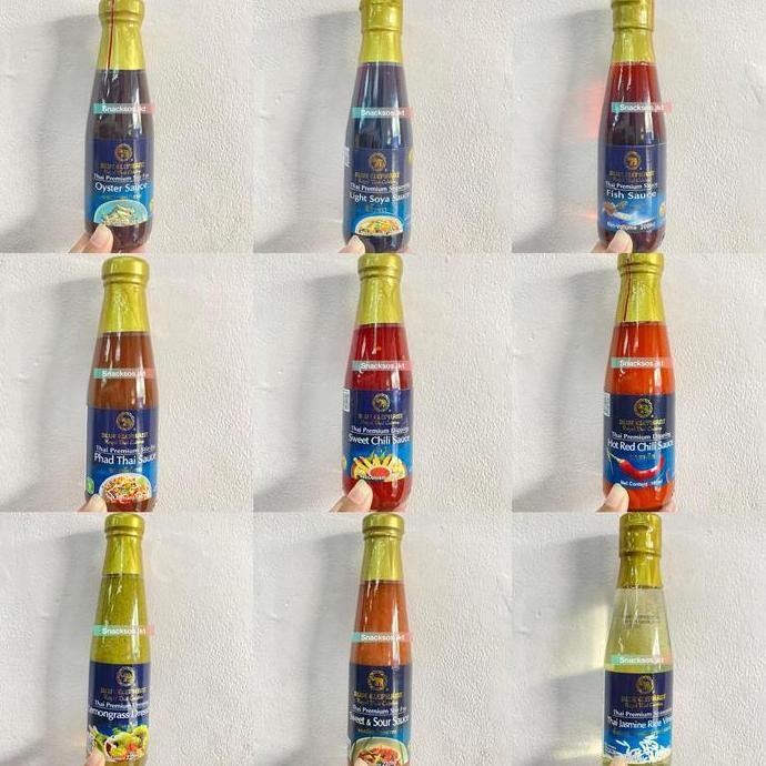 

BLUE ELEPHANT THAI PREMIUM STIR FRY OYSTER SAUCE / PHAD THAI / SWEET & SOUR / DRESSING LEMONGRASS / SEASONING LIGHT SOYA / THAI JASMINE RICE VINEGAR / FISH SAUCE / HOT RED CHILI SAUCE / SWEET CHILI SAUCE THAILAND