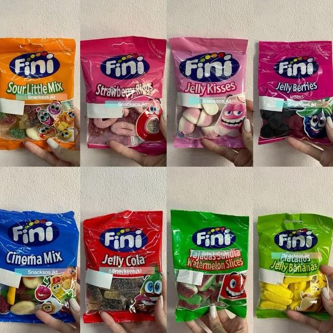 

FINI SOUR LITTLE MIX / STRAWBERRY RINGS / JELLY KISSES / JELLY BERRIES / CINEMA MIX / JELLY COLA / WATERMELON SLICES / JELLY BANANAS - GUMMY SPANYOL Jeli