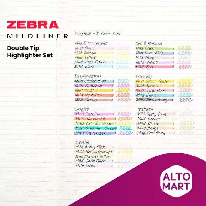 

Zebra Mildliner Set Double Tip Highlighter Midliner Marker Pastel New Stok