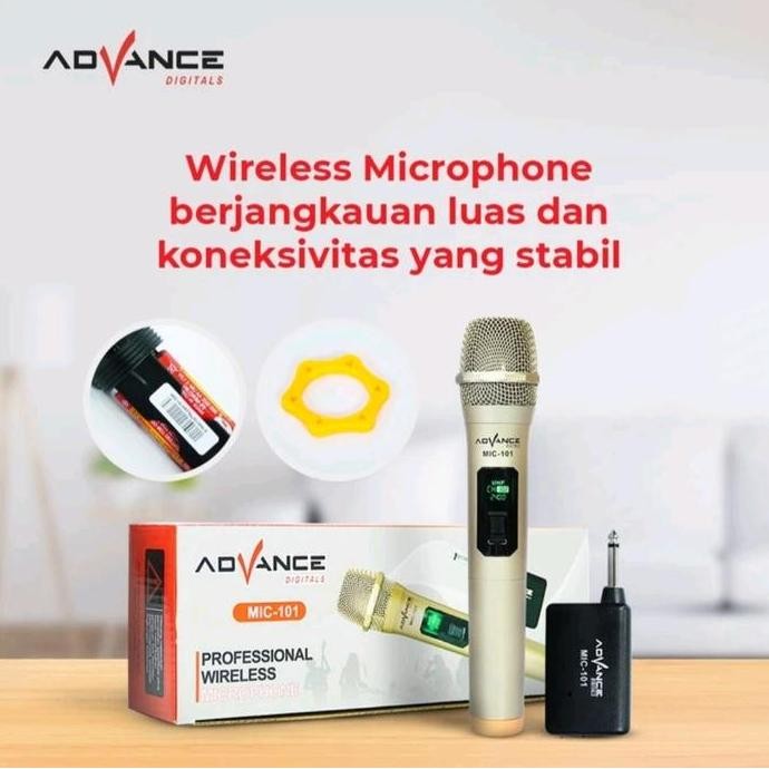 Mic Wireless Advance 101 - Microphone Wireless Dual Channel Karaoke