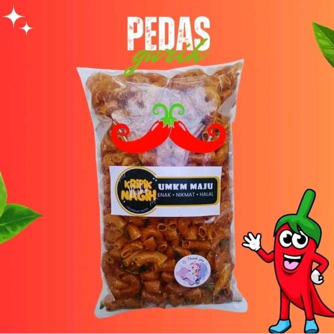

250 Gr Makaroni Cikruh Pedas Gurih Daun Jeruk 1/4 Kg - Camilan Kering Rasa Ori, Pedas & Extra Pedas Makanan Food Snack Keripik Crispy Cemilan