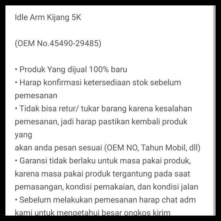 HOT DEAL IDLE ARM TOYOTA KIJANG 5K 