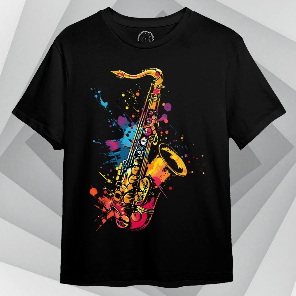 Promo 3Dimensionwear Kaos Distro Premium 3D Colorful Saxophone Dt1088