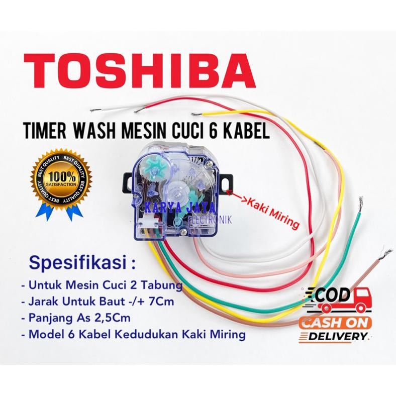 Timer Wash 6 Kabel Kaki Miring Mesin Cuci Toshiba 2 Tabung - Timer Mesin Cuci Toshiba 6 Kabel Baut M