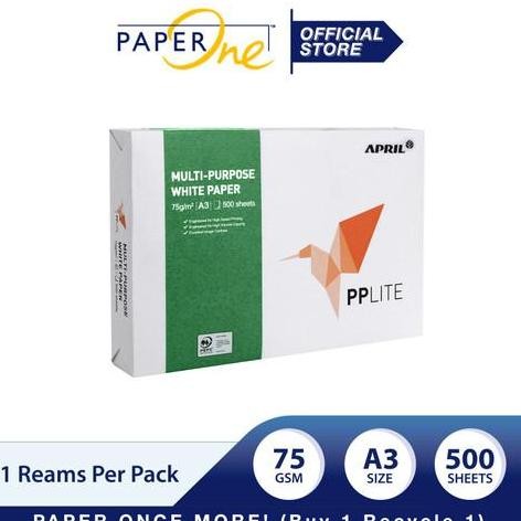 

Pplite A4 | F4 | A3 Kertas Hvs 1 Rim (500 Lembar) - 75 Gram - A3