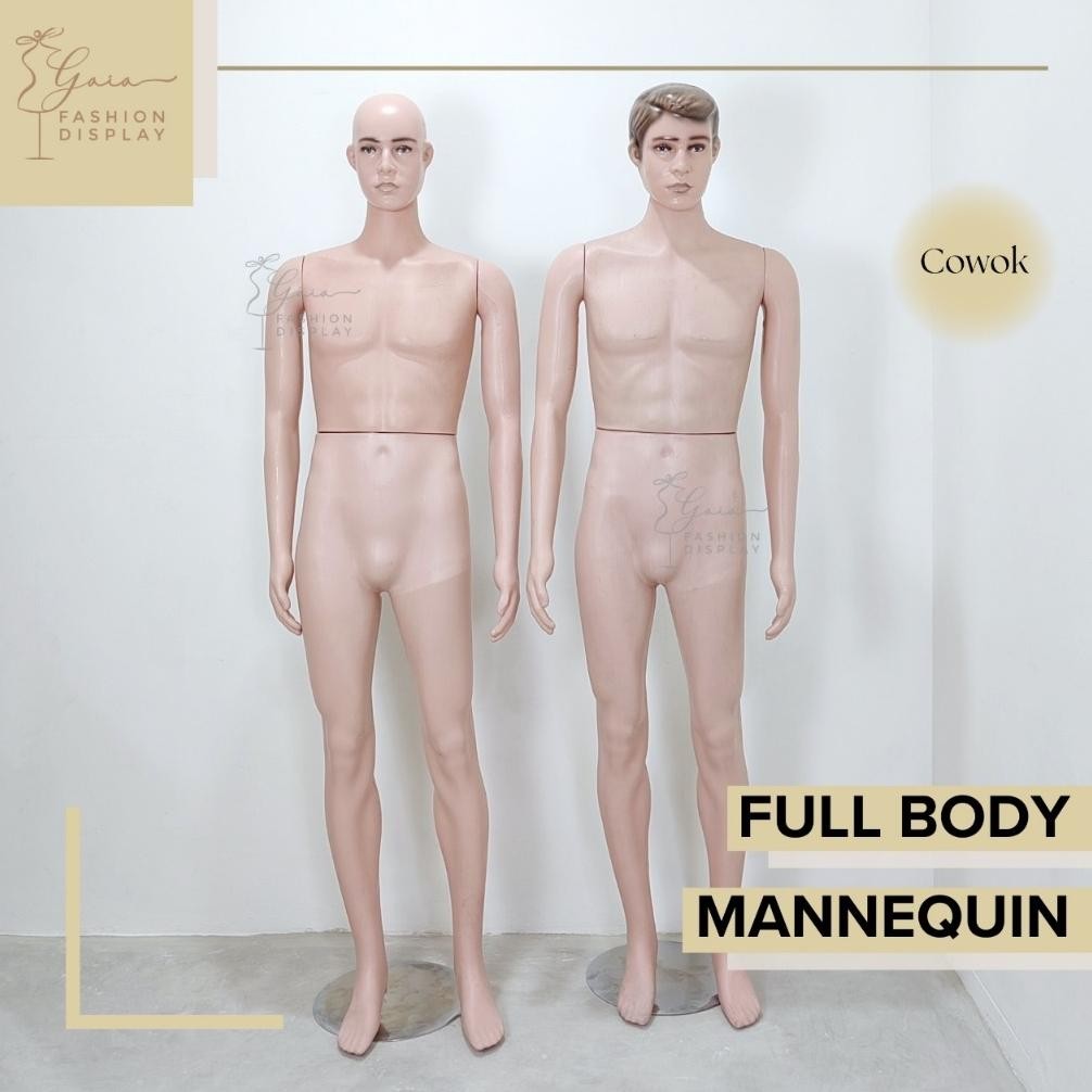 Patung Manekin Full Body Cowok Plastik Warna Kulit Ada Rambut Manekin Pria Display Baju (SET B) DiM