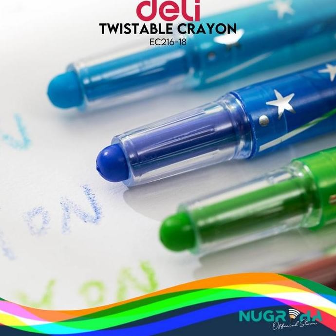 

Deli Twistable Crayon 18 24 Colors/Krayon Putar 18 24 Warna Anti Kotor C216