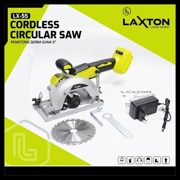 HOT DEAL LAXTON CORDLESS CIRCULAR SAW PEMOTONG SERBA GUNA 5" BRUSHLESS LX-55