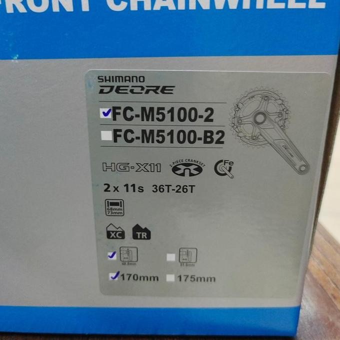 Crank Shimano Deore FC-M5100-2 Crankset 2x11 speed 36/26T Arm 170 -Crank 2 Speed Shimano DEORE M5100