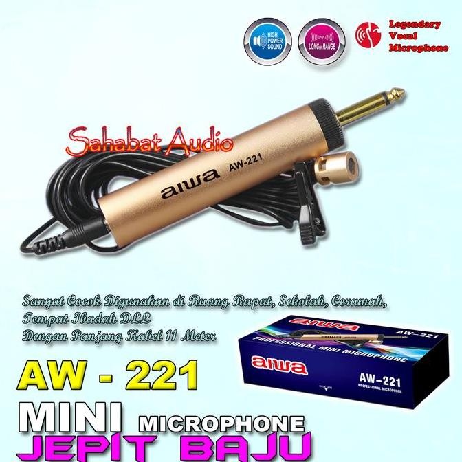 BARU MIC JEPIT AIWA AW-221 CONDENSER KABEL 11M, IMAM MASJID, BAJU