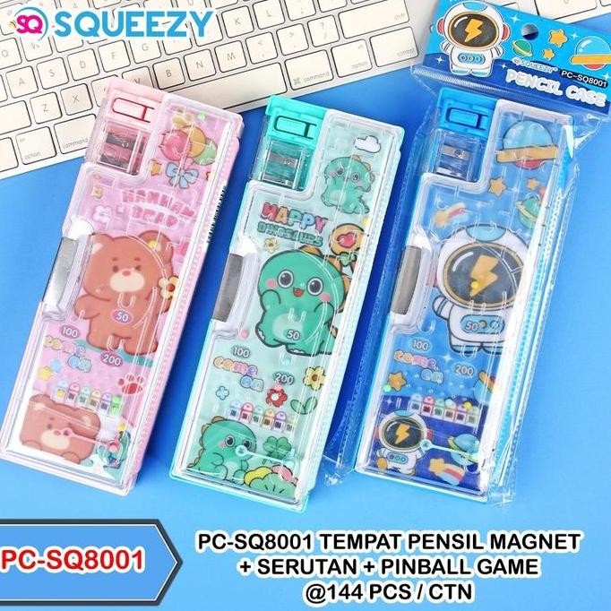 

(12 Pcs) Kotak Pensil Magnet+Sharpener+Pinaball Game Squeezy Pc-Sq8001 New Stok