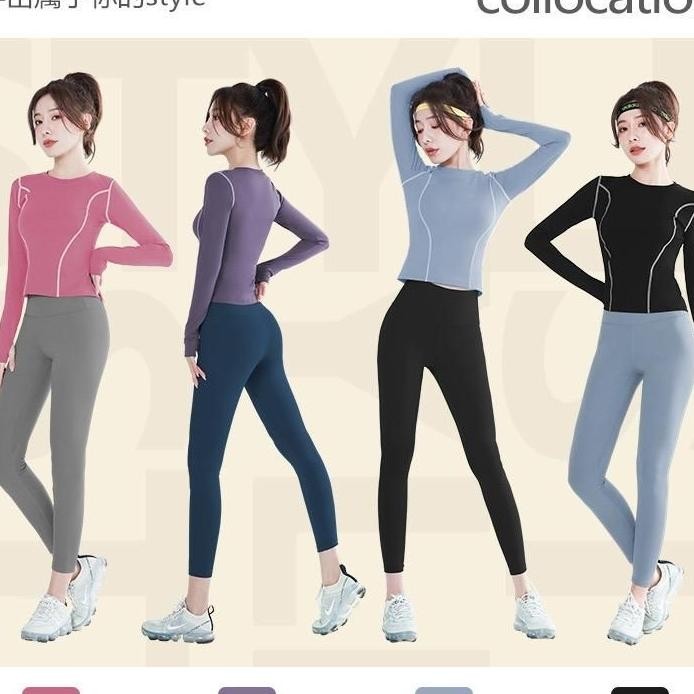 Setelan Baju Senam Wanitasetelan Atasan Lengan Panjang Baju Lismt