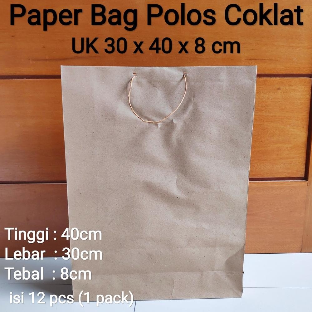 

fx-2 wes-24 Paperbag Polos Coklat Uk 14x20 - 15x25 - 20x25 - 25x35 - 30x40, Paper Bag Batik / Paper Bag Buku, Paper Bag Folio, Tas Kertas, Tas Souvenir Terlaris Premium