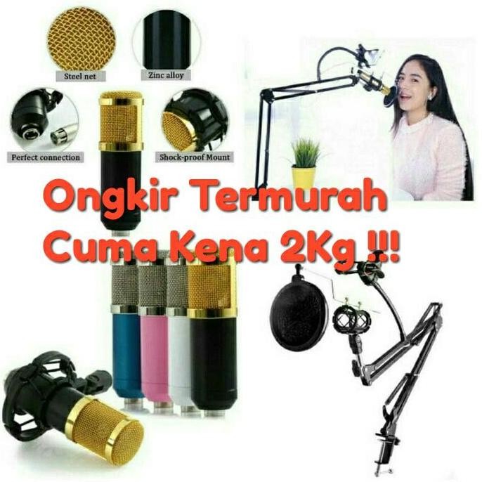BARU MIC CONDENSER BM800 + STAND FULLSET RECORDING STUDIO PODCASTING