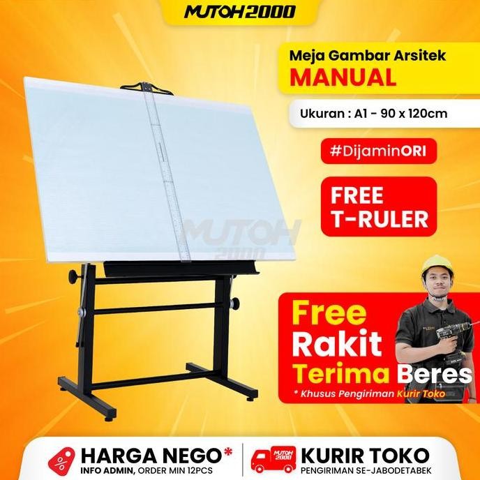 Meja Gambar Arsitek Manual Lokal A1 - 90 X 120 New Stok