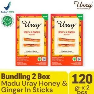 

TERMURAH PAKET 2 BOX MADU URAY HONEY & GINGER STICK 120GR - MADU JAHE MURNI ALAMI HALAL SACHET PRAKTIS