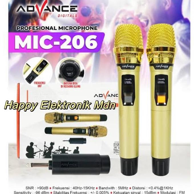 BARU MIC WIRELESS ADVANCE 206 DOUBLE - MIC PROFESIONAL WIRELESS DUAL CHANNEL + CHARGER