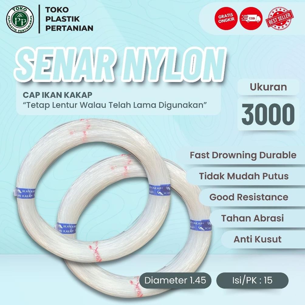 Senar Cap Ikan Kakap  Ukuran 3000 (120)  per Roll /Tali Senar Pancing / Senar Layangan