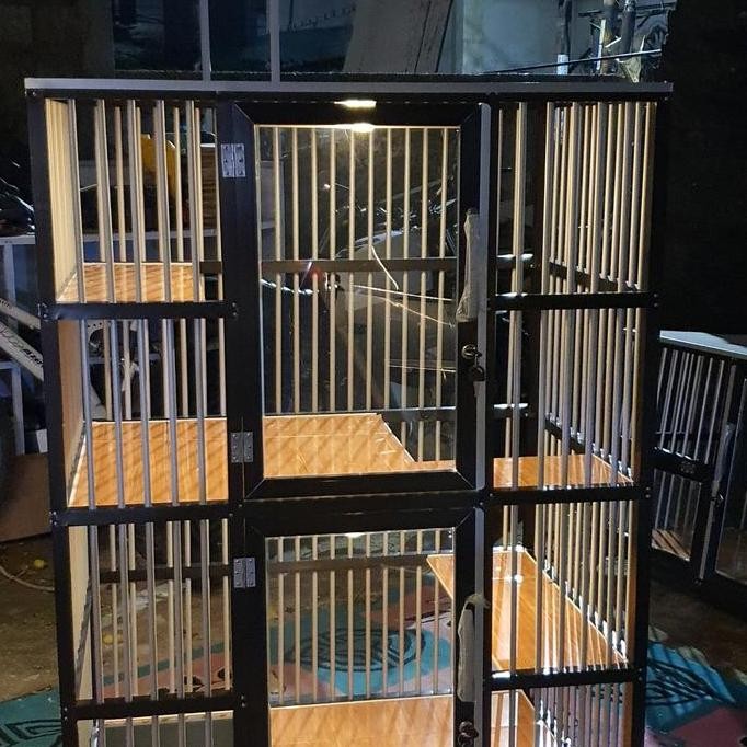 Promo Kandang Kucing Aluminium 2 Tingkat Kuat Anti Karat Mudah Dibersihkan