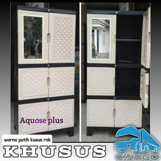 Lemari Pakaian Plastik Jumbo Aquose plus kaca