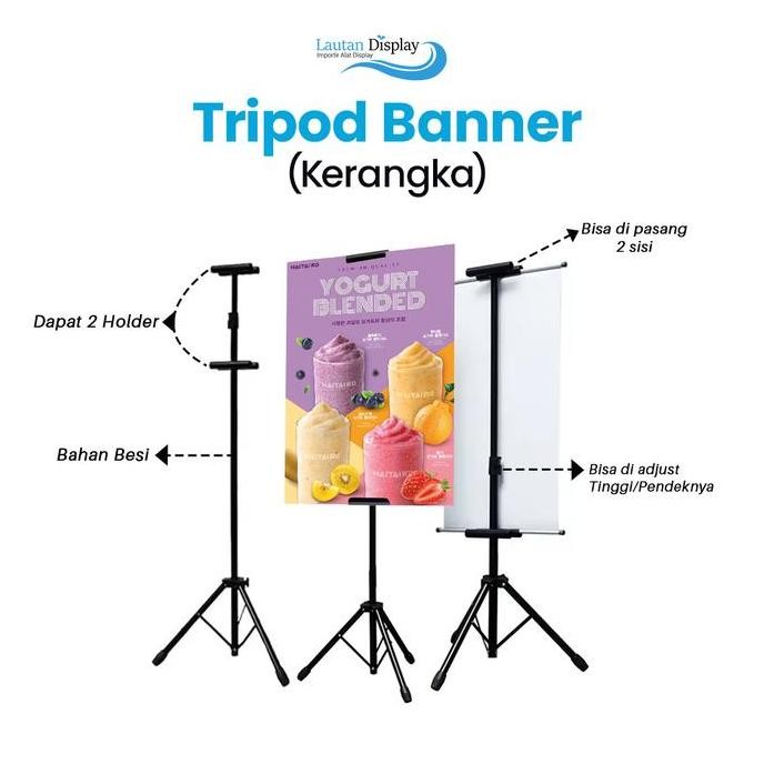 ready Stand Banner Promosi, Standing Banner Berdiri, Tripod Banner Dua Sisi
