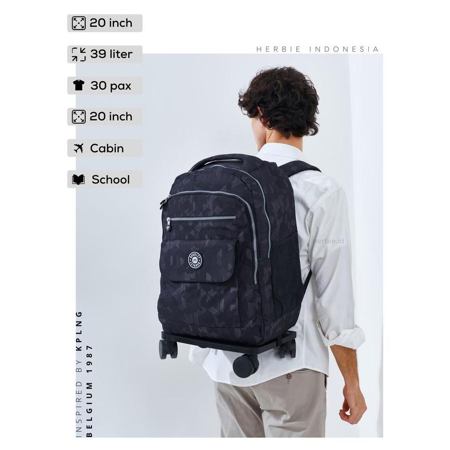 TAS RANSEL TROLI BARLEY KIPLING GENK BELGIA ORIGINAL KABIN RODA IMPORT