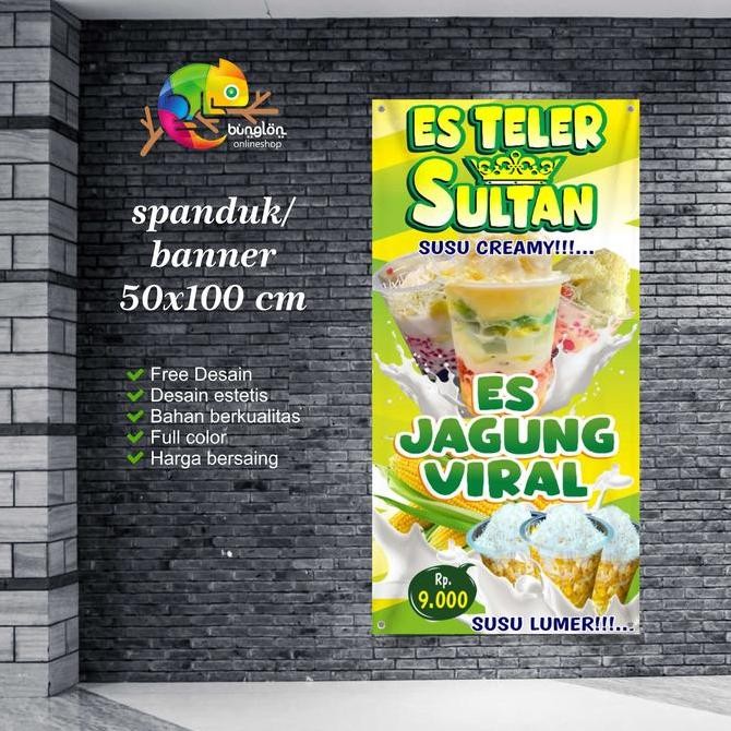 ready Cetak Spanduk Banner Es Teler Sultan Dan Es Jagung Viral