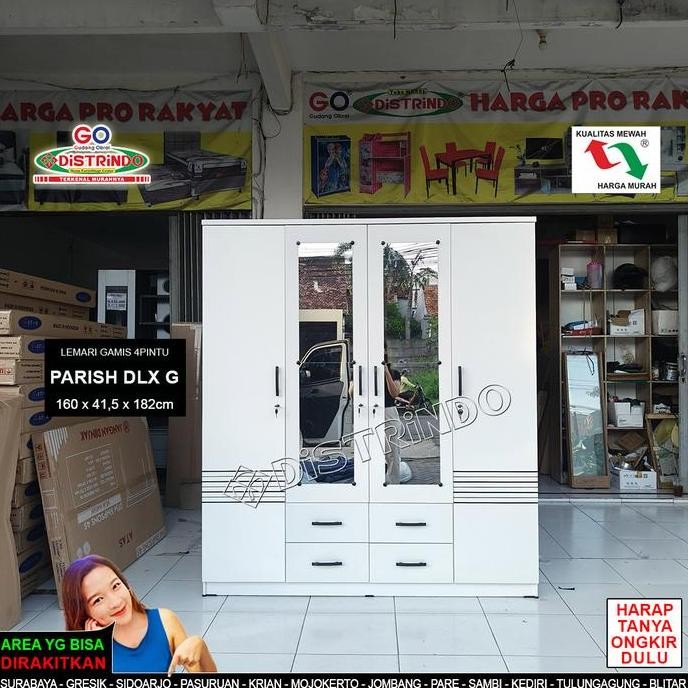 Lemari Baju / Lemari Pakaian / Lemari 4pintu Besar / Lemari Kaca Laci