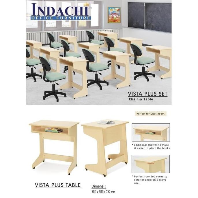Kursi dan Meja Belajar Anak Indachi Vista Plus Set (modern dan nyaman)