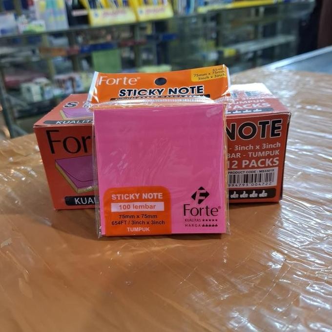 

sticky note forte 654FT 75mmx75mm colour ( 1 box : 12 pack ) SS
