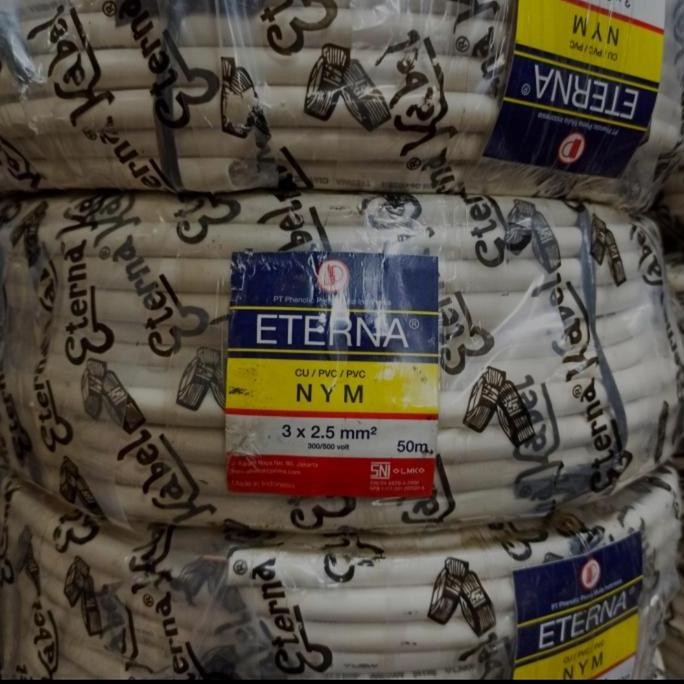 Kabel Eterna Nym 3X2,5/Kabel Listrik Eterna 3X2,5 Lidih Per Roll 50M