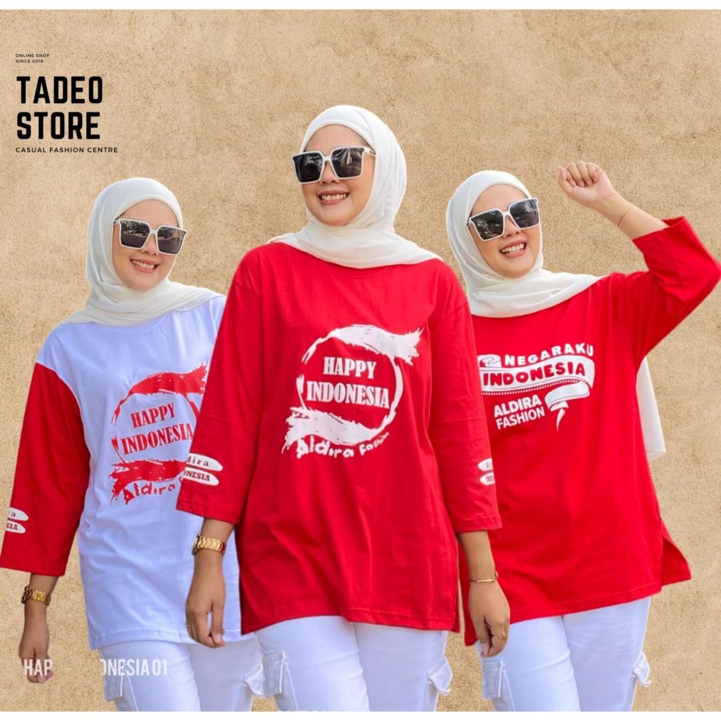 Baju Kaos Merah Putih Agustusan Wanita 7 8 Oversized Edisi Kemerdekaan Terbaru Aldira Baju 17An Warn