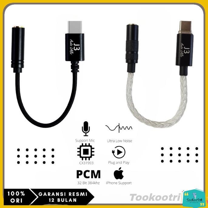 J3 Labs Eline Audio Converter Adapter DAC Chip Type C to Jack 3.5mm Earphone DiM