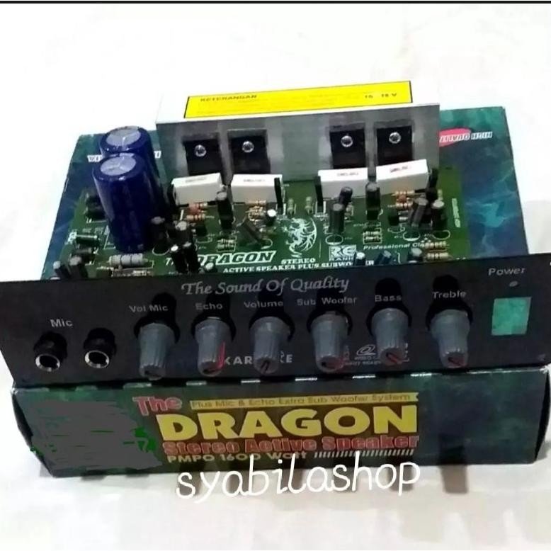 KIT AKTIF SPEAKER THE DRAGON POWER AMPLIFIER STEREO MIC ECHO PLUS SUBWOOFER DiM