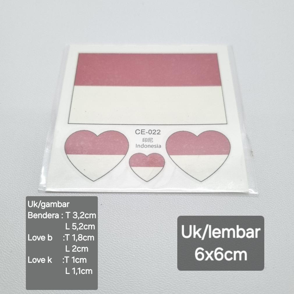 

He13 Stiker Tato Wajah Bendera Merah Putih Hut Ri