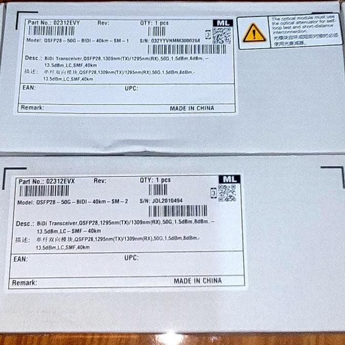 Qsfp Huawei Bidi 50G-40Km-Singlemode New Stok