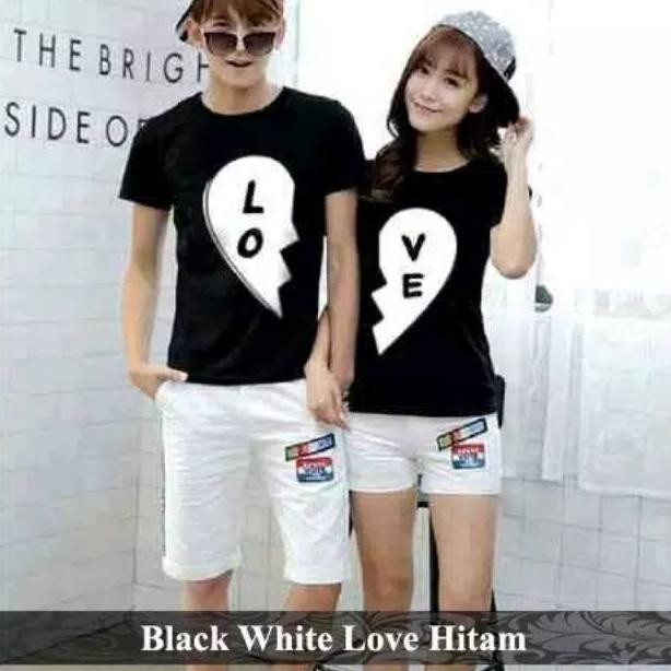 Rt-342 Gsl Baju Couple Pasangan Keluarga Kekinian Love Kaos Kapel Pacar Lengan Pendek Lebaran Kondan